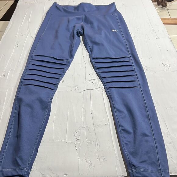 Puma Leggings Yoga Pants Women's Medium Elastic Waist Workout Gym Training Blue - Picture 4 of 6